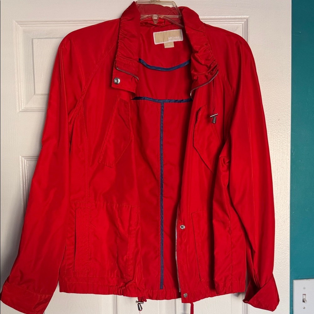 Michael Kors Red Lightweight Bomber Jacket